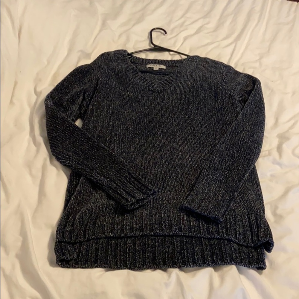 Chenille long sleeve v neck sweater
